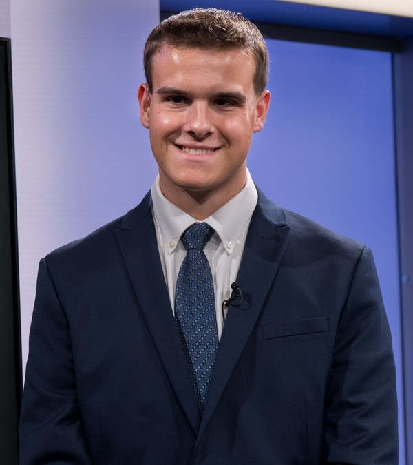 Joseph Draper, sports broadcaster and multimedia journalist from Macungie, Pennsylvania, on the After The Whistle broadcast set at Penn State